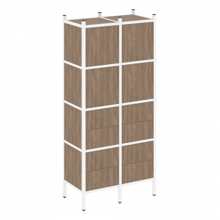 Loft Прямой стеллаж наборный VR.L-04 Дуб аризона/Белый металл 862*446*1869 Loft Прямой стеллаж наборный VR.L-04 Дуб аризона/Белый металл 862*446*1869