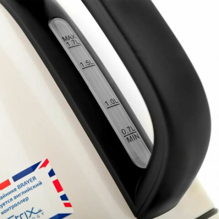 Чайник с термометром BRAYER BR1005YE, 1,7л, 2200Вт, закрытый нагревательный элемент, сталь, бежевый Чайник с термометром BRAYER BR1005YE, 1,7л, 2200Вт, закрытый нагревательный элемент, сталь, бежевый