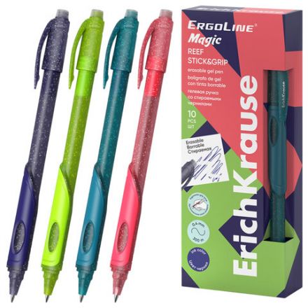 Ручка стираемая гелевая ERICH KRAUSE "ErgoLine Magic Stick&Grip", СИНЯЯ, корпус ассорти, 0,4 мм, 63145 Ручка стираемая гелевая ERICH KRAUSE "ErgoLine Magic Stick&Grip", СИНЯЯ, корпус ассорти, 0,4 мм, 63145
