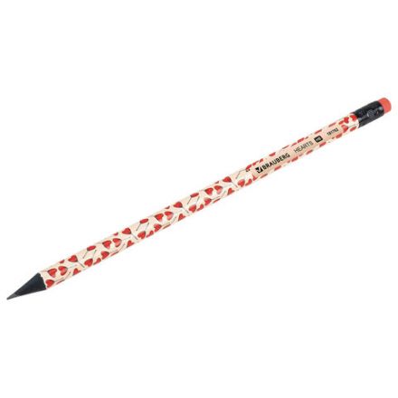 Карандаш чернографитный BRAUBERG "HEARTS", 1 шт., HB, с ластиком, корпус ассорти, 181762 Карандаш чернографитный BRAUBERG "HEARTS", 1 шт., HB, с ластиком, корпус ассорти, 181762