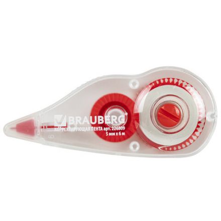 Корректирующая лента BRAUBERG, 5 мм х 6 м, корпус красный, механизм перемотки, блистер, 226809 Корректирующая лента BRAUBERG, 5 мм х 6 м, корпус красный, механизм перемотки, блистер, 226809