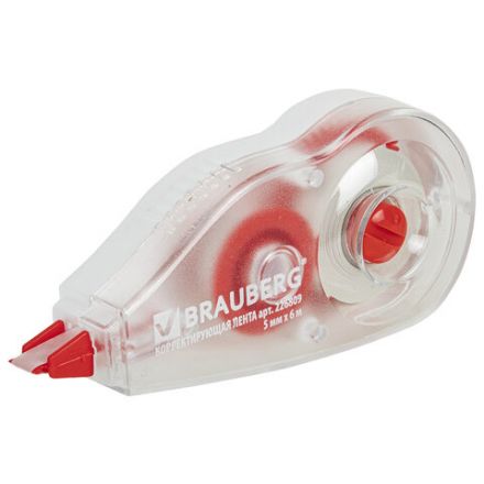 Корректирующая лента BRAUBERG, 5 мм х 6 м, корпус красный, механизм перемотки, блистер, 226809 Корректирующая лента BRAUBERG, 5 мм х 6 м, корпус красный, механизм перемотки, блистер, 226809