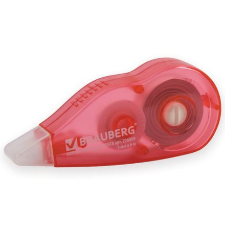 Корректирующая лента BRAUBERG, 5 мм х 6 м, корпус красный, механизм перемотки, блистер, 226809 Корректирующая лента BRAUBERG, 5 мм х 6 м, корпус красный, механизм перемотки, блистер, 226809