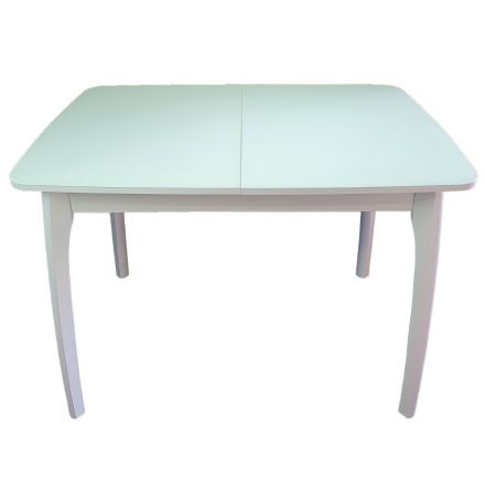 Стол В-15 105(145)*75 ЛДСП 16мм+стекло 4мм Белый матовый, вставка "бабочка", опоры белый массив Стол В-15 105(145)*75 ЛДСП 16мм+стекло 4мм Белый матовый, вставка "бабочка", опоры белый массив