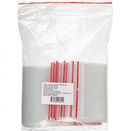 Пакет с замком (Zip Lock) с европодвесом 10 х 17 см, 60 мкм, 100 шт/уп