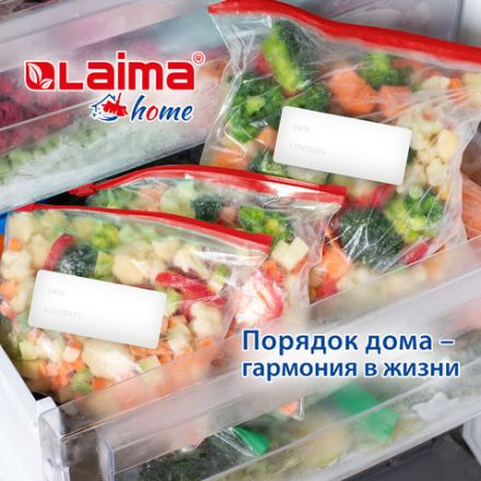 Пакеты для заморозки продуктов, 1 л, КОМПЛЕКТ 100 шт., с замком-застежкой (слайдер), LAIMA