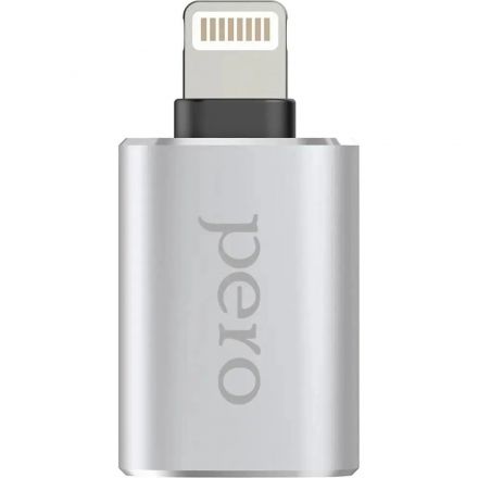 Адаптер PERO AD02 OTG LIGHTNING TO USB 3.0, серебристый