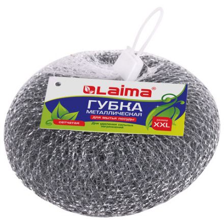 Губка (мочалка) металлическая, сетчатая, 100 г, БОЛЬШАЯ (XXL), для посуды, гриля, плиты, LAIMA, 603106 Губка (мочалка) металлическая, сетчатая, 100 г, БОЛЬШАЯ (XXL), для посуды, гриля, плиты, LAIMA, 603106