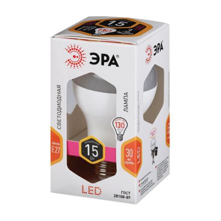 Лампа светодиодная ЭРА STD, 15 (130) Вт, цоколь E27, груша, теплый белый свет, 25000 ч., LED A60-15W-827-E27, Б0020592 Лампа светодиодная ЭРА STD, 15 (130) Вт, цоколь E27, груша, теплый белый свет, 25000 ч., LED A60-15W-827-E27, Б0020592