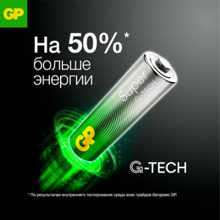 Батарейки КОМПЛЕКТ 20 шт., GP Super G-Tech, AAA (LR03, 24А), алкалиновые, мизинчиковые, 24A-2CRVS20, GP 24A-2CRVS20