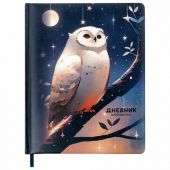 Дневник 1-11 класс 48 л., кожзам (твердая с поролоном), печать, наклейки, BRAUBERG, "Сова", 106947