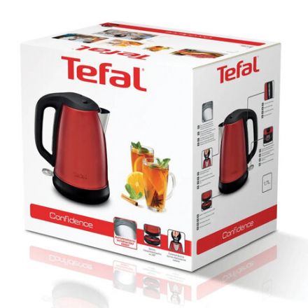 Чайник TEFAL KI270530, 1,7 л, 2400 Вт, закрытый нагревательный элемент, сталь, красный, 7211002431 Чайник TEFAL KI270530, 1,7 л, 2400 Вт, закрытый нагревательный элемент, сталь, красный, 7211002431