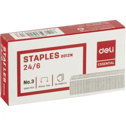 Скобы для степлера №24/6 Deli E0012N оцинкованные, 1000 шт./уп Скобы для степлера №24/6 Deli E0012N оцинкованные, 1000 шт./уп