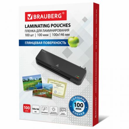 Пленки-заготовки для ламинирования МАЛОГО ФОРМАТА (100х146 мм), КОМПЛЕКТ 100 шт., 100 мкм, BRAUBERG, 530900 Пленки-заготовки для ламинирования МАЛОГО ФОРМАТА (100х146 мм), КОМПЛЕКТ 100 шт., 100 мкм, BRAUBERG, 530900