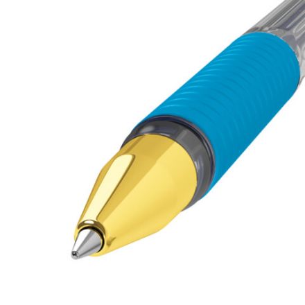 Ручка шариковая с грипом BRAUBERG "X-ONE", СИНЯЯ, корпус прозрачный, узел 0,5 мм, линия письма 0,35 мм, 143985