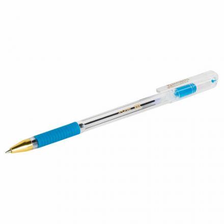 Ручка шариковая с грипом BRAUBERG "X-ONE", СИНЯЯ, корпус прозрачный, узел 0,5 мм, линия письма 0,35 мм, 143985