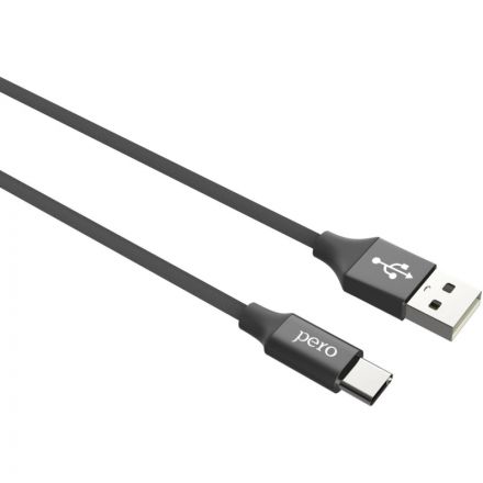 Кабель USB PERO DC-02 Type-C, 3А, 1м, черный