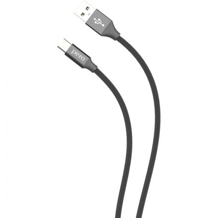 Кабель USB PERO DC-02 Type-C, 3А, 1м, черный