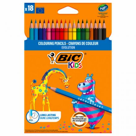 Карандаши цветные BIC "Kids ECOlutions Evolution", 18 цветов, пластиковые, заточенные, европодвес, 937513 Карандаши цветные BIC "Kids ECOlutions Evolution", 18 цветов, пластиковые, заточенные, европодвес, 937513