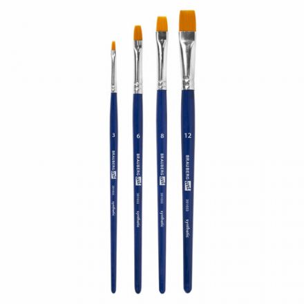 Кисти художественные набор 4 шт., синтетика (плоские № 3, 6, 8, 12), BRAUBERG ART DEBUT, 201033