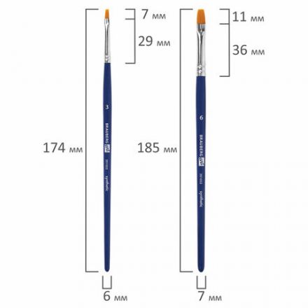 Кисти художественные набор 4 шт., синтетика (плоские № 3, 6, 8, 12), BRAUBERG ART DEBUT, 201033
