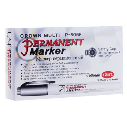 Маркер перманентный CROWN "Multi Marker Super Slim", ЧЕРНЫЙ, тонкий, 1 мм, P-505F Маркер перманентный CROWN "Multi Marker Super Slim", ЧЕРНЫЙ, тонкий, 1 мм, P-505F