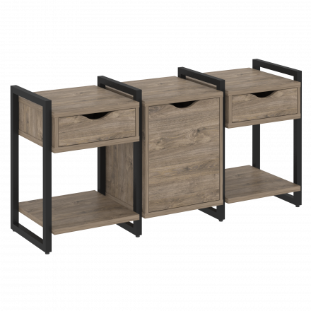 Loft Тумба на регулируемых опорах наборная. Вариант №6 VR.L-TN-6.O Тиквуд тёмный/Чёрный металл 1440*460*719