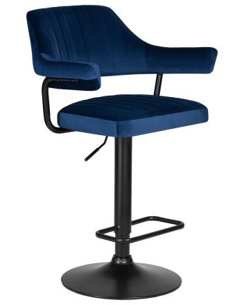Набор 2 шт Стул барный DOBRIN CHARLY BLACK, синий велюр (MJ9-117)