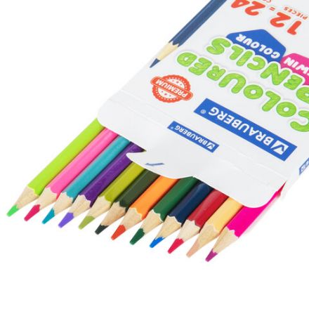 Карандаши цветные двусторонние BRAUBERG PREMIUM TWIN COLOUR, 12 штук, 24 цвета, шестигранные, грифель 3,3 мм, натуральное дерево, 181874 Карандаши цветные двусторонние BRAUBERG PREMIUM TWIN COLOUR, 12 штук, 24 цвета, шестигранные, грифель 3,3 мм, натуральное дерево, 181874