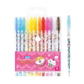 Набор гелевых ручек ArtSpace "Кот-сластена" 12цв., 1,0мм, с блестками, ПВХ чехол Набор гелевых ручек ArtSpace "Кот-сластена" 12цв., 1,0мм, с блестками, ПВХ чехол