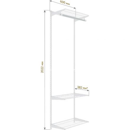 Комплект гардеробной системы LIGROOM №16, 600×382×2022, Белый