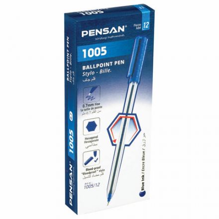 Ручка шариковая масляная PENSAN 1005, СИНЯЯ, корпус прозрачный, узел 0,7 мм, линия письма 0,5 мм, 1005 Ручка шариковая масляная PENSAN 1005, СИНЯЯ, корпус прозрачный, узел 0,7 мм, линия письма 0,5 мм, 1005
