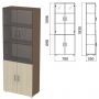Шкаф закрытый со стеклом "Канц", 700х350х1830 мм, цвет венге/дуб молочный (КОМПЛЕКТ)
