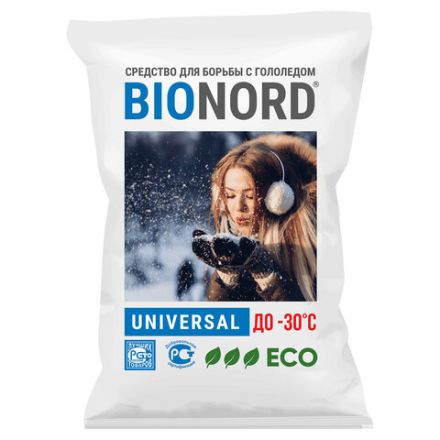Реагент антигололедный 23 кг, BIONORD Universal, до -30 °С, хлорид кальция, мешок, МИНПРОМТОРГ Реагент антигололедный 23 кг, BIONORD Universal, до -30 °С, хлорид кальция, мешок, МИНПРОМТОРГ
