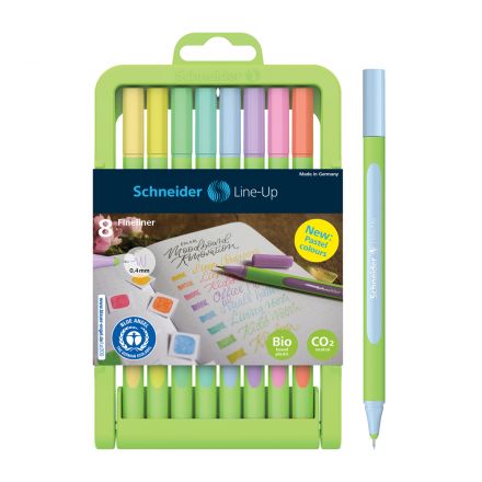 Набор капиллярных ручек Schneider "Line-Up Pastel" 08цв., 0,4мм, пласт. пенал-подставка, европодвес Набор капиллярных ручек Schneider "Line-Up Pastel" 08цв., 0,4мм, пласт. пенал-подставка, европодвес