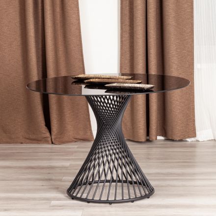 Стол Бертоя/Bertoia (мод.GT21) металл/стекло 8мм, черный, 110х110х75см