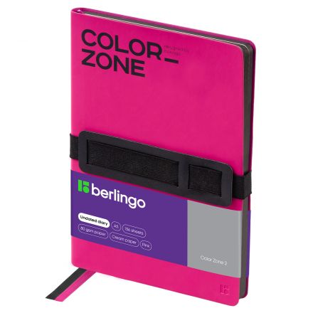 Ежедневник недатированный, А5, 136л., кожзам, Berlingo "Color Zone 2", розовый, мягкая обложка, черный срез