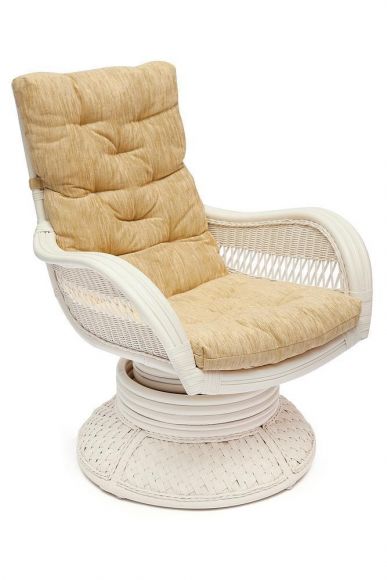 Кресло-качалка "ANDREA Relax Medium" /с подушкой/, TCH White (белый), Ткань рубчик, цвет кремовый
