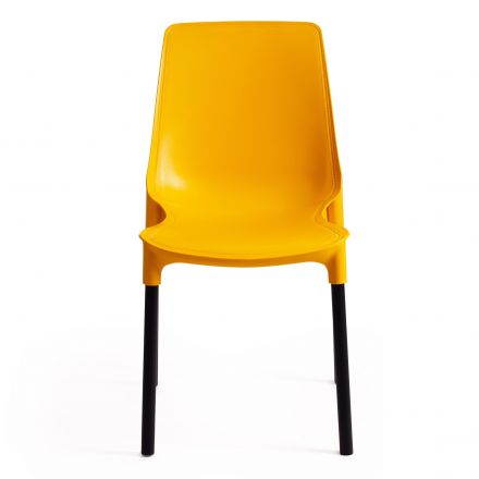 Стул Tetchair GENIUS (mod 75), металл/пластик, 46x56x84cм, желтый/черные ножки