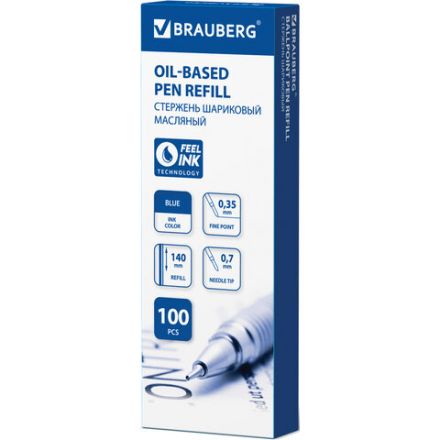 Стержень шариковый масляный BRAUBERG "Oil Base", 140 мм, СИНИЙ, игольчатый узел 0,7 мм, линия письма 0,35 мм, 170221 Стержень шариковый масляный BRAUBERG "Oil Base", 140 мм, СИНИЙ, игольчатый узел 0,7 мм, линия письма 0,35 мм, 170221