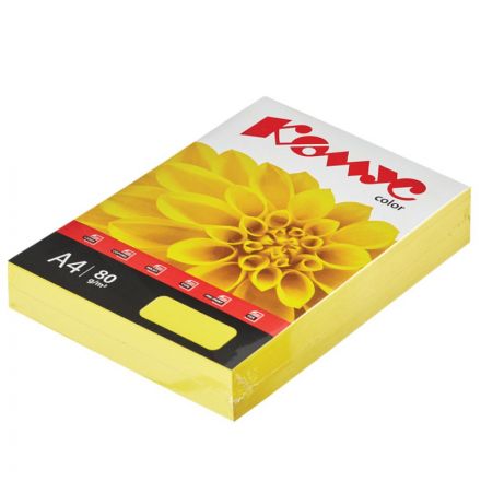Бумага цветная Комус Color (лимон интенсив), 80г, А4, 500 л. Бумага цветная Комус Color (лимон интенсив), 80г, А4, 500 л.