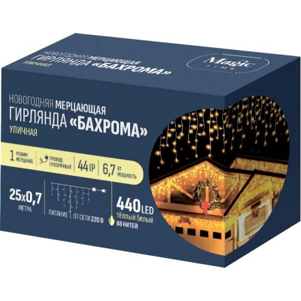 Гирлянда светодиодная 440 LED ламп, размер 2500х70 cм.Тепл.бел.1 реж.96284 Гирлянда светодиодная 440 LED ламп, размер 2500х70 cм.Тепл.бел.1 реж.96284