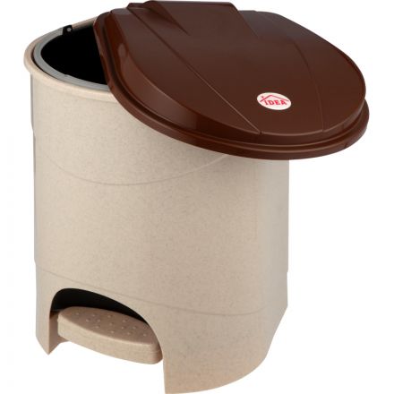 Ведро мусорное с педалью 19л пластиковое, бежевый мрамор