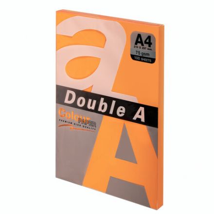 Бумага цветная DOUBLE A, А4, 75 г/м2, 100 л., ярко-оранжевая Бумага цветная DOUBLE A, А4, 75 г/м2, 100 л., ярко-оранжевая