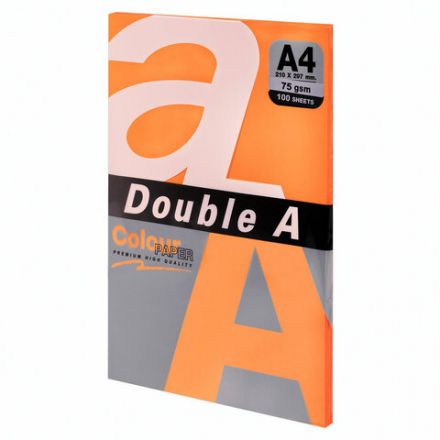 Бумага цветная DOUBLE A, А4, 75 г/м2, 100 л., ярко-оранжевая Бумага цветная DOUBLE A, А4, 75 г/м2, 100 л., ярко-оранжевая
