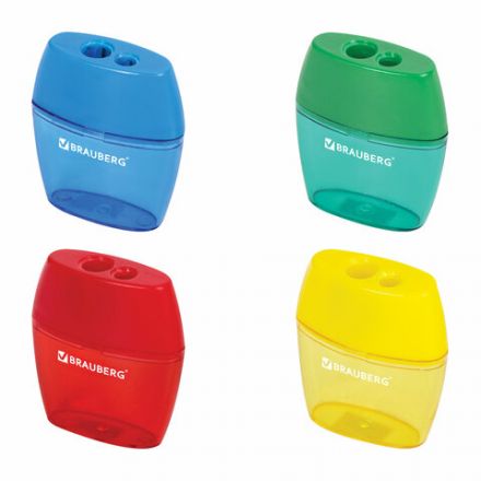 Точилка BRAUBERG "Diamond Dual", 2 отверстия для чернографитных карандашей (в том числе утолщенных), с контейнером, ассорти, 226941 Точилка BRAUBERG "Diamond Dual", 2 отверстия для чернографитных карандашей (в том числе утолщенных), с контейнером, ассорти, 226941