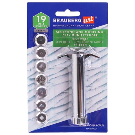 Экструдер для глины, металлический, 19 форм в комплекте, BRAUBERG ART CLASSIC, 271173 Экструдер для глины, металлический, 19 форм в комплекте, BRAUBERG ART CLASSIC, 271173