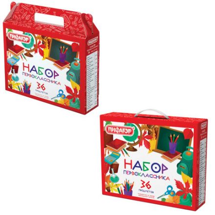Набор школьных принадлежностей в подарочной коробке ПИФАГОР "НАБОР ПЕРВОКЛАССНИКА", 36 предметов, 880121 Набор школьных принадлежностей в подарочной коробке ПИФАГОР "НАБОР ПЕРВОКЛАССНИКА", 36 предметов, 880121