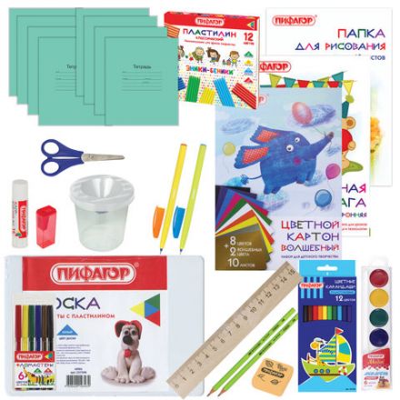 Набор школьных принадлежностей в подарочной коробке ПИФАГОР "НАБОР ПЕРВОКЛАССНИКА", 36 предметов, 880121 Набор школьных принадлежностей в подарочной коробке ПИФАГОР "НАБОР ПЕРВОКЛАССНИКА", 36 предметов, 880121