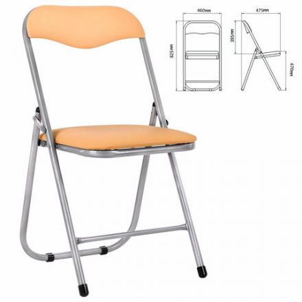 Стул складной для дома и офиса РС04, серебристый каркас, кожзам песочный Стул складной для дома и офиса РС04, серебристый каркас, кожзам песочный